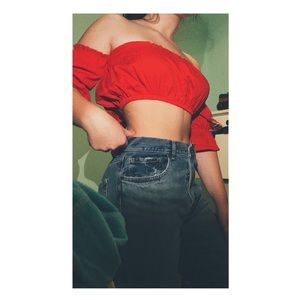 Red cropped top